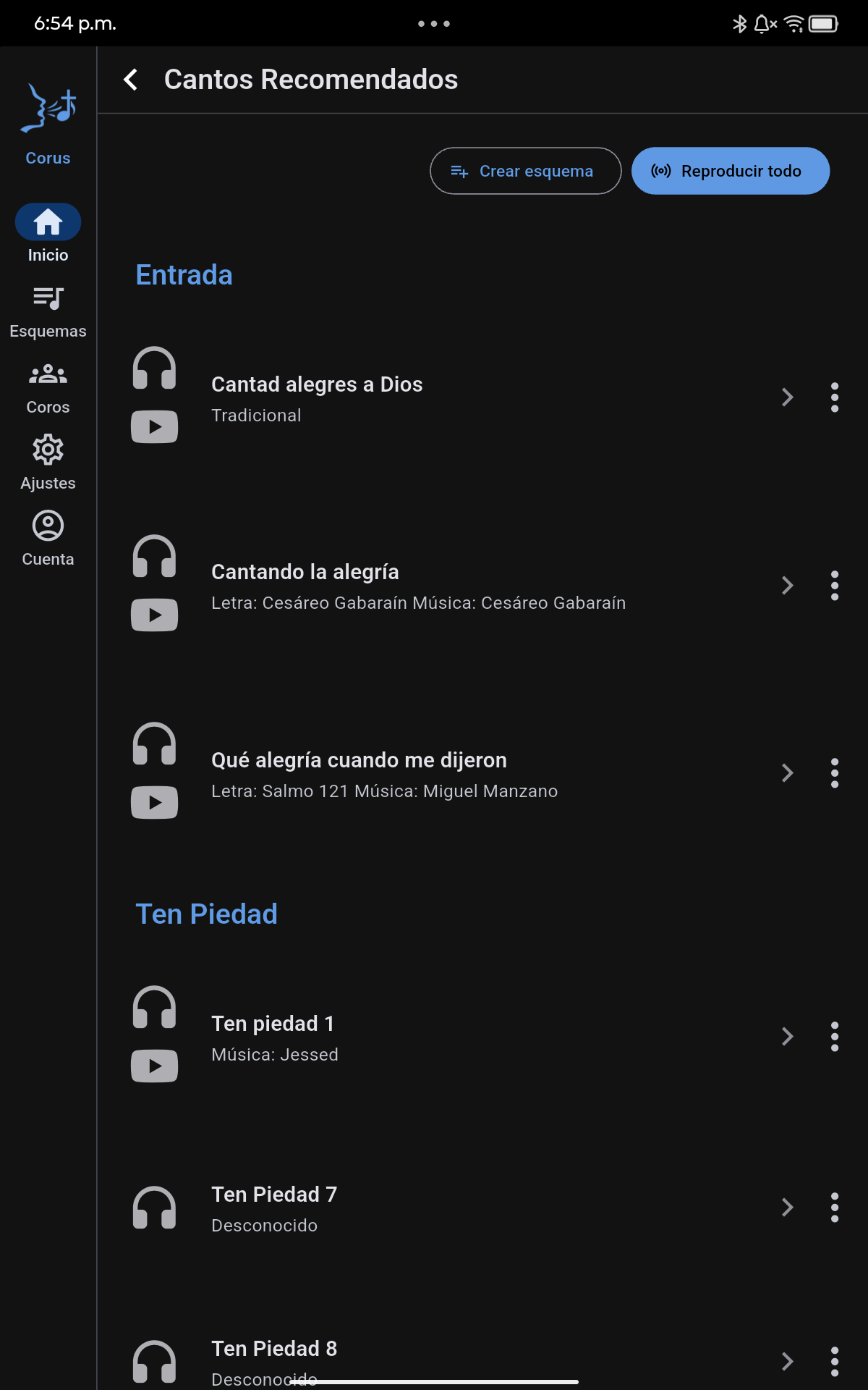 Lista de cantos recomendados del domingo organizados por momento litúrgico
